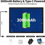 A3 Rechargeable Light Pad With Bottom Bracket, Clip and bag,3000 MAh Battery Powered Light Box For Diamond Painting,Sketching
