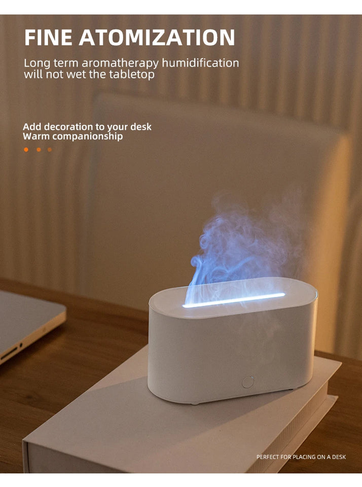 HY02 Flame Aromatherapy Humidifier with Anti-Dry Burn Feature Colorful Lights Silent Mist Moisturizing And Humidifying Function