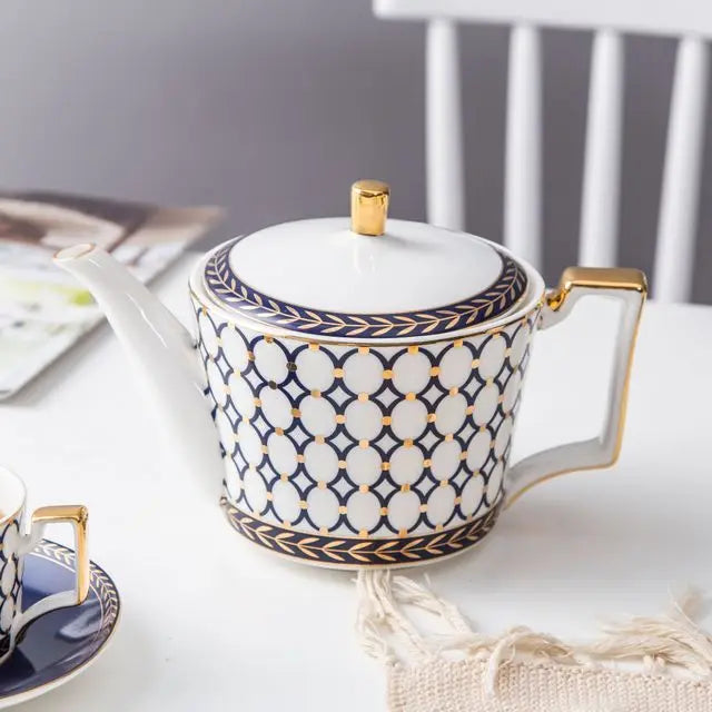 Nordic Ins Bone China Coffee Cup Golden Handle Coffee Pot Ceramic High Grade Milk Tea Pot Creative Afternoon Tea Black Tea Cup