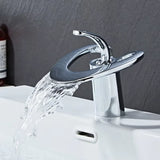 Waterfall Creative Bathroom Basin Faucet Sink Faucet Deck Mounted Hot Cold Water Mixer Crane Brass Body Single Hole Taps Mixers