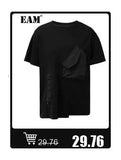 [EAM] Black Irregular Knot Sweatshirt New Stand Collar Long Sleeve Women Big Size Fashion Tide Spring Autumn 2026 1DJ1848