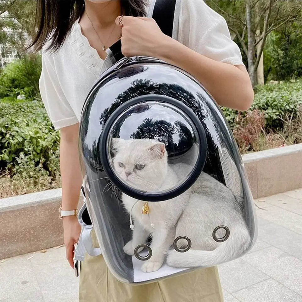 Portable Transparent Pet Cat Carrier Clear Dome Space Capsule Pet Carrying Bag Breathable Cat Backpack Vet Visit