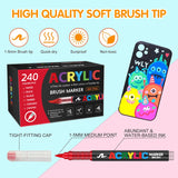 366 Colours Acrylic Markers Flexible Brush Tip Acrylic Paint Marker for Painting Stone Fabric Glass Ceramic Canvas Paper Wood