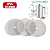 3Pcs Reusable French Press Coffee Maker Detachable Mesh Filter Stainless Steel