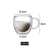150/250/350/450ml Heat Resistant Double Wall Coffee Cup Transparent Glass Whiskey Tea Milk Cups Cold Beverage Wine Mug Drinkware