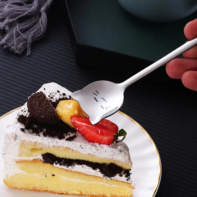 1PCS Cute Cat Coffee Spoon 304 Stainless Steel Cat Spoon Teaspoon Long Handle Flatware Gift Tableware Coffee Accessories