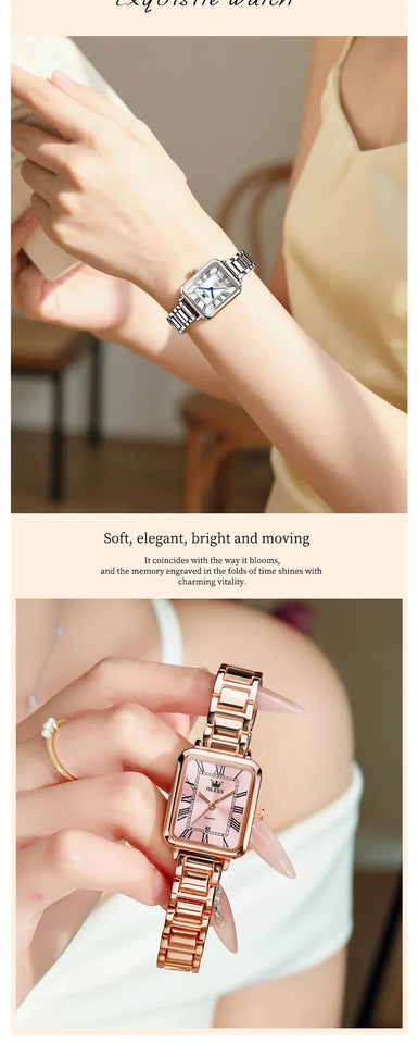 OLEVS 5641 Ladies Watch Fashion Luxury Original  Square Quartz Watch Waterproof Luminous Automatic Date Watches For Woman Gifts