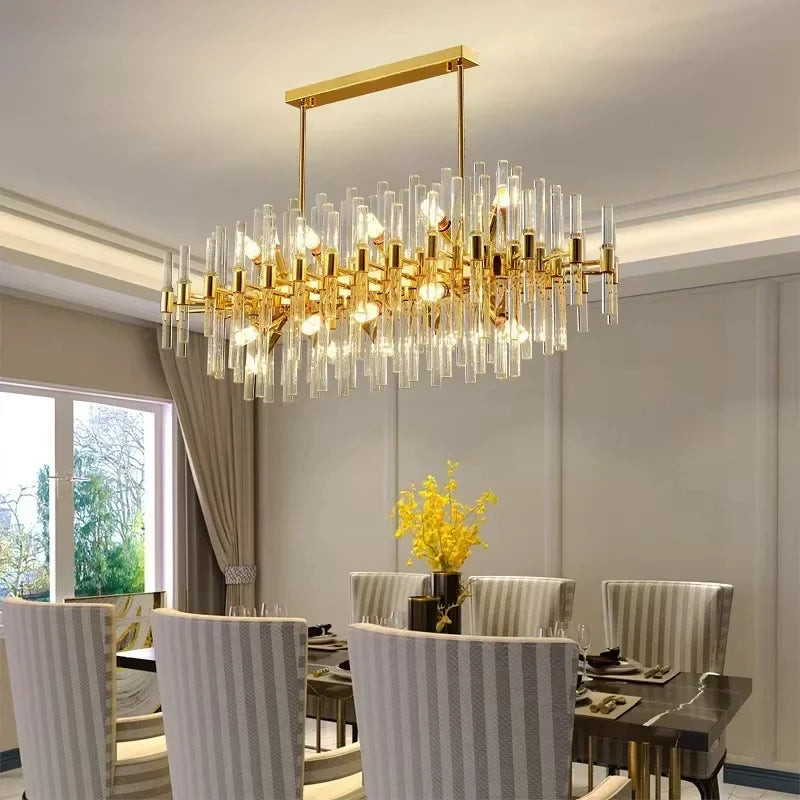 Modern restaurant luxurious smart crystal chandelier Gold round Living room interior decoration salon restaurant chandelier