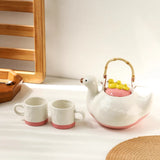 Duck,kettle,Drink water.Shape,Kettle set,Cup,Duckling,Cute,Pale pink,Summer,Goose,teacup,Brew tea,Household