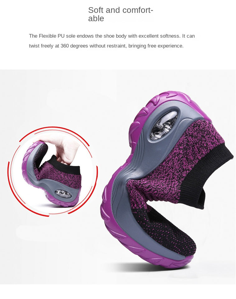 Women Sneakers Fashion Black Sports Casual Shoes Breathable Mesh Lightweight Air Cushion Non-Slip Running Shoe Zapatillas