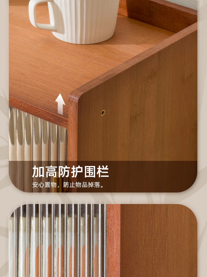 ‌Dustproof Cup Display Cabinet Glass Door Curio Shelf for Coffee Mugs Tabletop Drinkware Organizer for Dining Room/ Bar Counter
