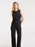 Denim suit spring and summer tops for women 2026 new style simple and elegant high-end denim fashionable style vest