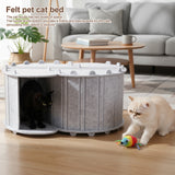 Cat Tunnel Bed Felt Peekaboo Cat Cave Semi-enclosed Foldable Pet House for Indoor Cats