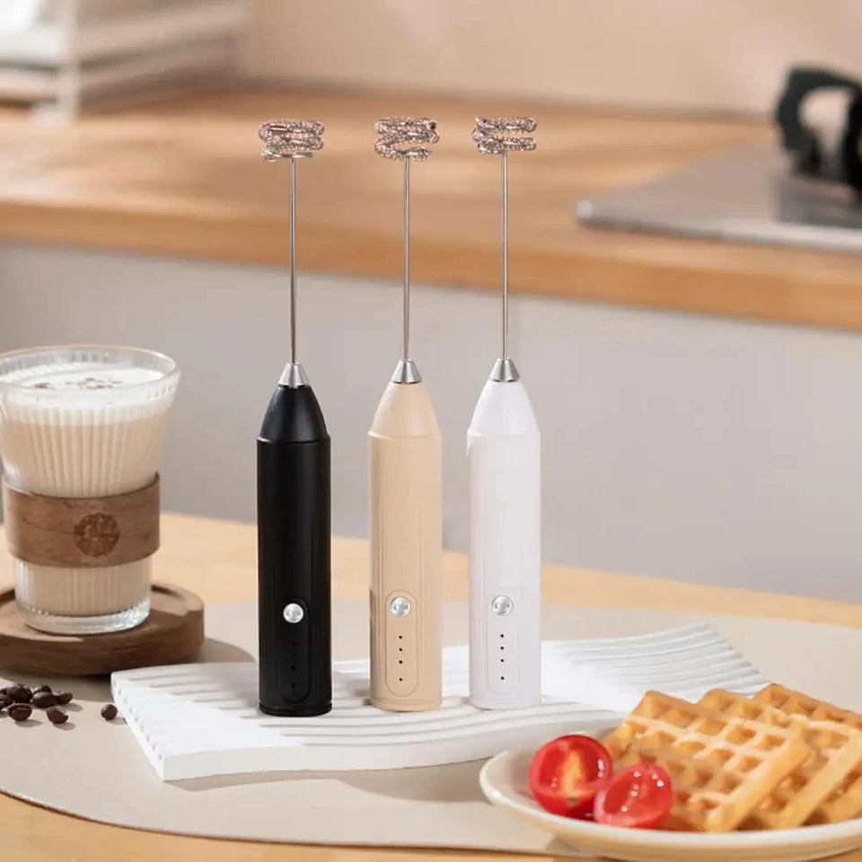 1 electric coffee frother, milk frother, egg beater, handheld 3-speed rechargeable cream maker, 3-speed kitchen mixer