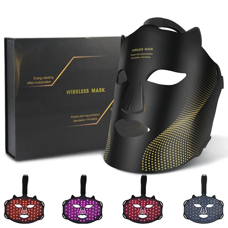 4 Colors Silicone LED Face Mask LED Red Light Photon Infrared Therapy Flexible Facial Mask Repair Skin Brighten Skin Tone