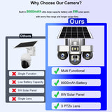 V380 Pro Solar Camera 3 Lens WiFi Security Cameras Outdoor Smart Home Solaire Power PTZ IP 15MP Night Vision CCTV Surveillance