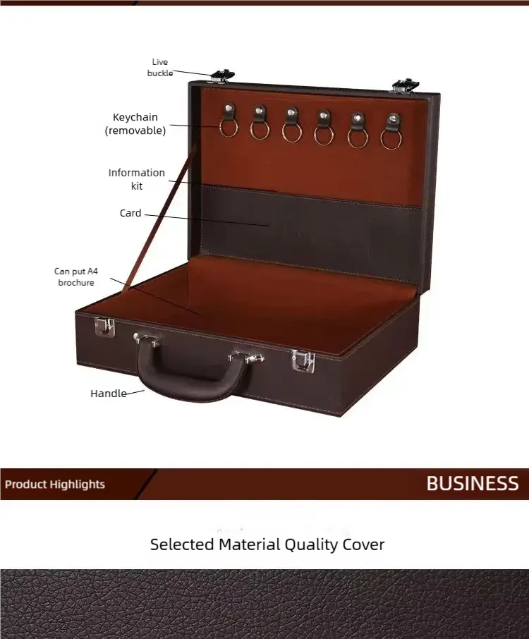 Men's Women's handbags Room Delivery Box Toolbox Information Storage Bag Suitcase Key Leather Business File Box