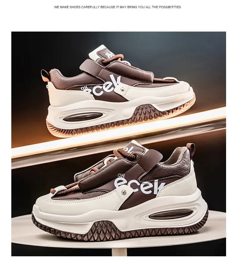 Chunky Sneaker Plus Size 45 46 47 48 Men Designer Sport Shoes Fashion Casual Leather Fabric Height Increased Flat Platform Shoes