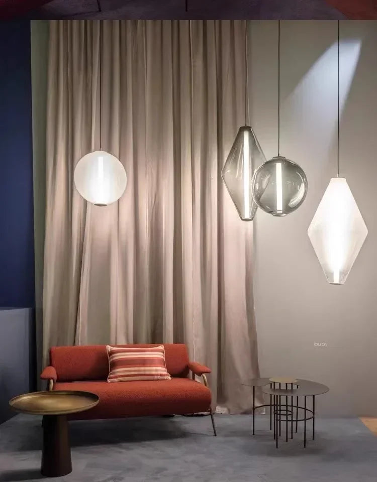 Nordic Minimalist Restaurant  LED Pendant Light  Modern Designer Glass Restaurant Small Pendant Light  Including Light Source