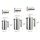 350ml/800ml/1000ml French Press Coffee Maker Stainless Steel Double Walled Insulated Coffee Maker Pot coffee maker coffee pot
