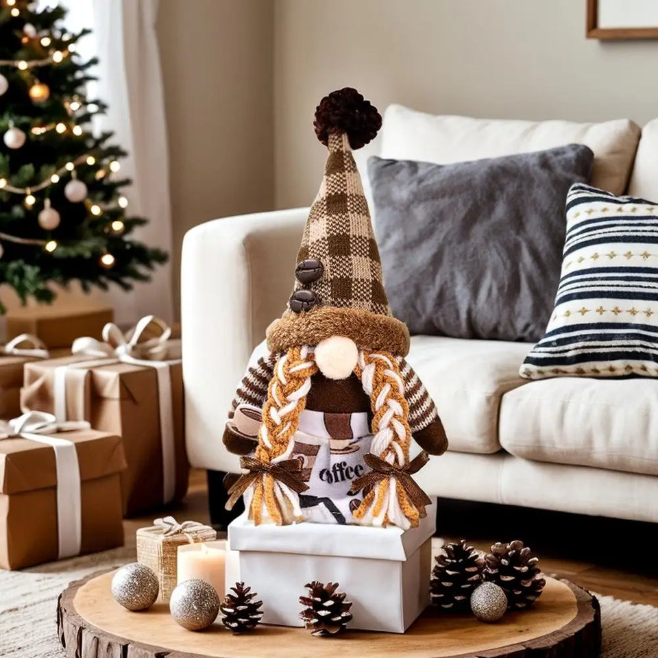 Christmas Decorations Coffee Gnome Ornaments Khaki Faceless Dolls Goblin Figurines Home Decor