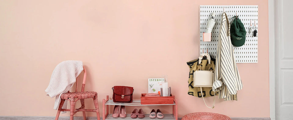 Deli Pink 4pcs Pegboard Combination Kits, Easy Storge, Free & Easy to Assemble, Two Installation Methods