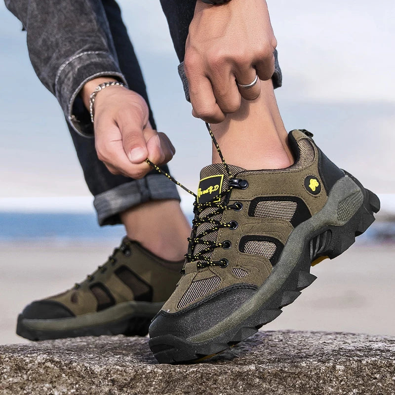 Spring Casual Shoes Men Breathable Comfortable Lace Up Walking Shoes Autumn Classic Outdoor Sneakers Thick-Soled Hiking Shoes