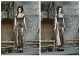 Blood Supply Original New Chinese Cheongsam Slim Dress Tie Tassel Jacquard Tunic Waist Sheath Long Trumpet Dresses Festival