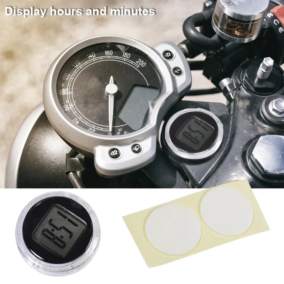 Mini Digital Motorcycle Clock Electronic Clocks Electronic Watch LCD Display Digital With Self-Adhesive Bracket Electronic Clock