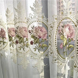 New Arrivals Peony Embroidery Tulle Curtain for Living Room European Elegant Flower Embroidery Sheer Voile Drapes for Bedroom