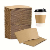 50/100pcs Kraft Paper Coffee Cup Sleeves Disposable Cup Cover Drinks Protective Cover Non-Slip  Heat Insulation Cardboard Holder
