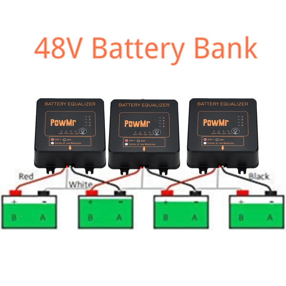 PowMr 24V 48V Battery Equalizer Voltage Balancer for Lead Acid, Lithium Batterries Series-Parallel Connected Charge Controller