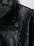 TFMLN 2025 Women Faux Leather Loose Jacket High Street Stand Collar Long Sleeve Coat Fashion Causal Zipper Outwear Autumn Winter