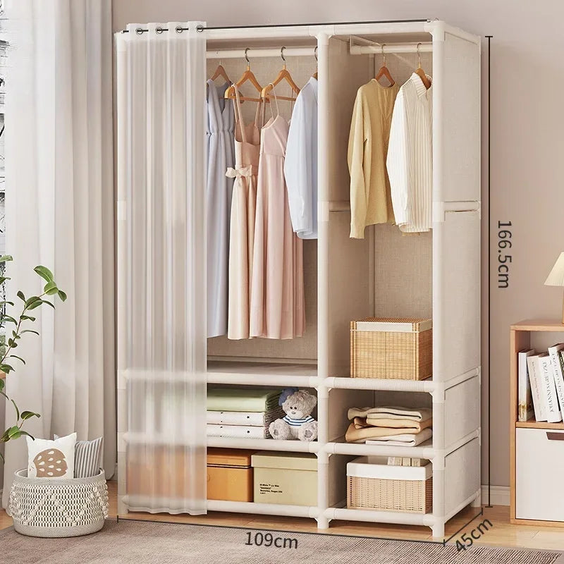 Durable Dustproof Collapsible Closet Large Capacity Wardrobe Easy Assembly Storage Organizer for Bedroom Dorm Daily Arrangement
