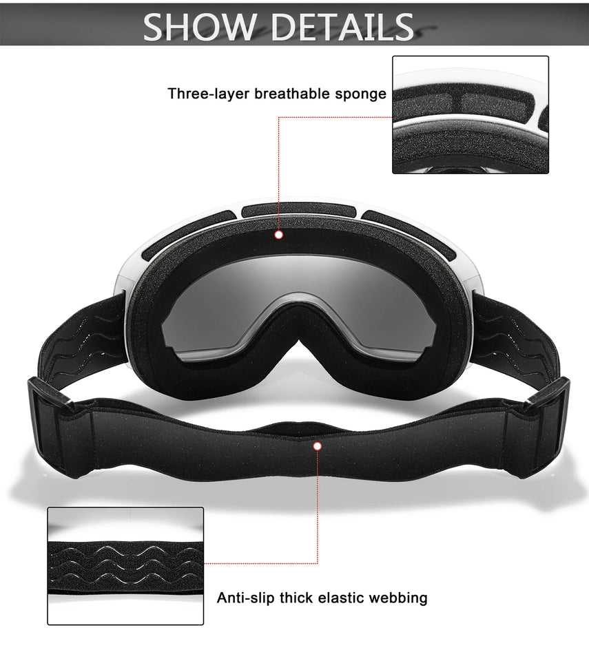 Winter Outdoor SKI Goggles Men And Women Teen, Free Optical Frame and Bag, UV400 Anti-Fog Snowboard Eyewear, Charistmas Gifts