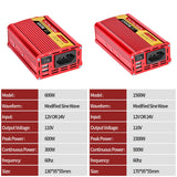 2000W Car Power Inverter 12V DC to 110V/220V 60HZAC Converter with Dual USB Quick Car Charger Adapter(Red)
