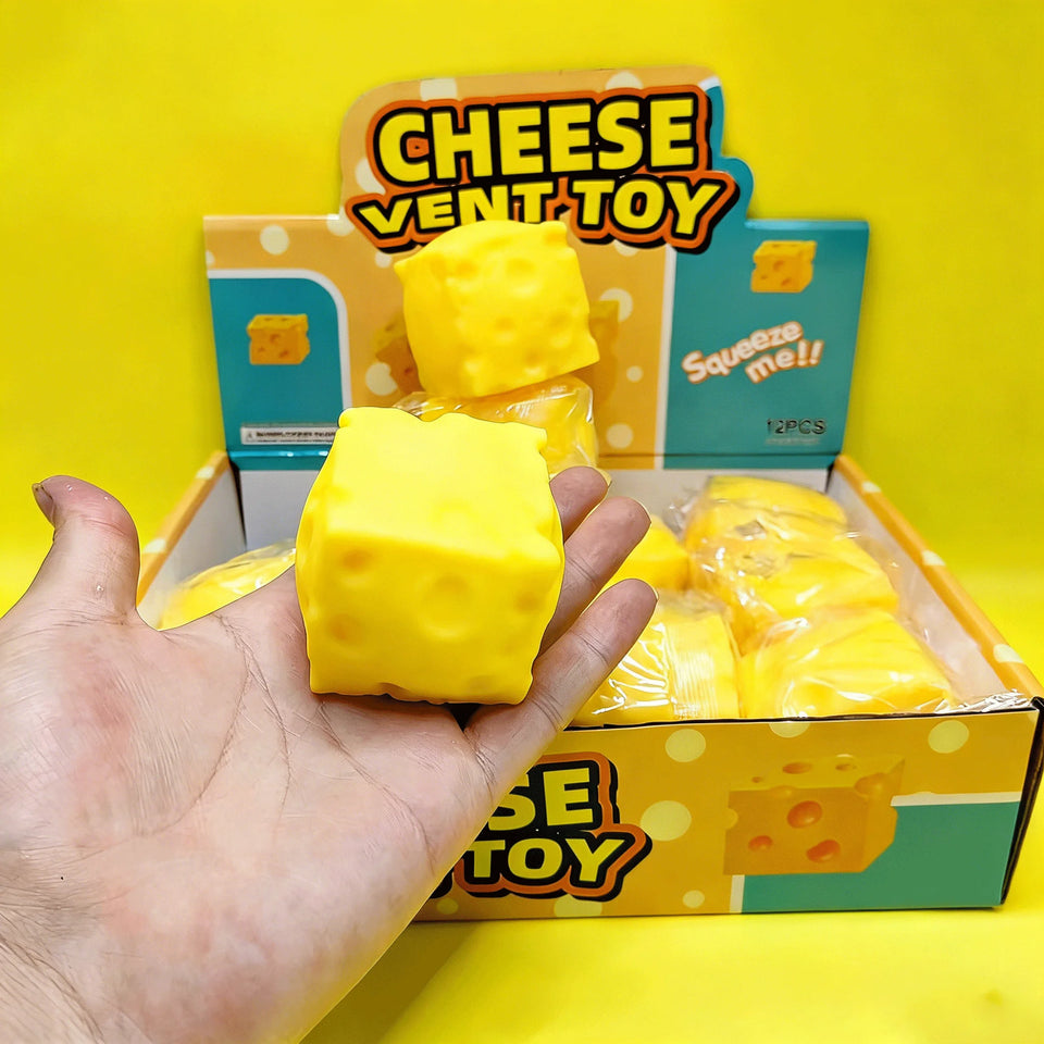Squeeze Cheese Cube Toy Stress Relief Squishy Soft Ball Slow Rebound Relief Anxiety Fidget Toy for Kids Adults ADHD Autism Gifts