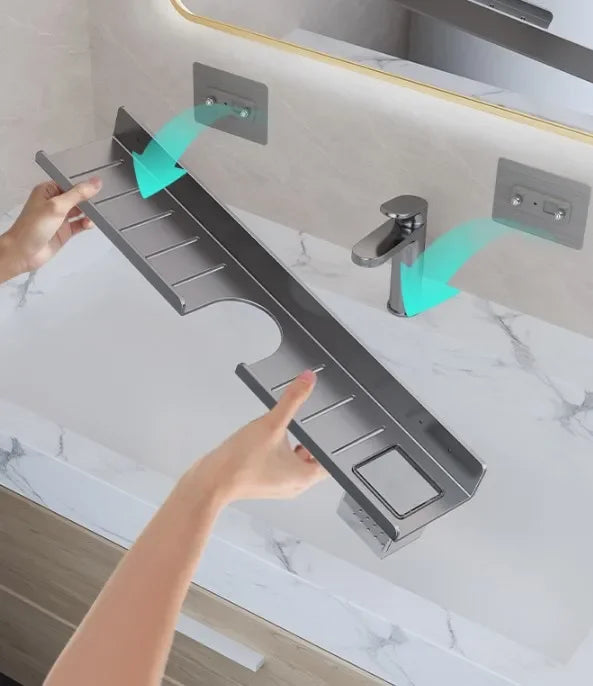 Washroom Faucet Sink Wall-mounted Punch-free Organizer In Front Of The Mirror Bathroom Shower Gel Storage Shelf