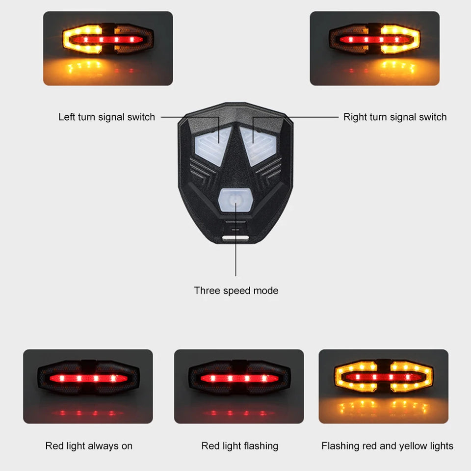 Electric Scooter Turning Signal Tail Light USB Rechargable with Remote Control Warning Lamp LED Waterproof for M365 Pro 2 MI 4