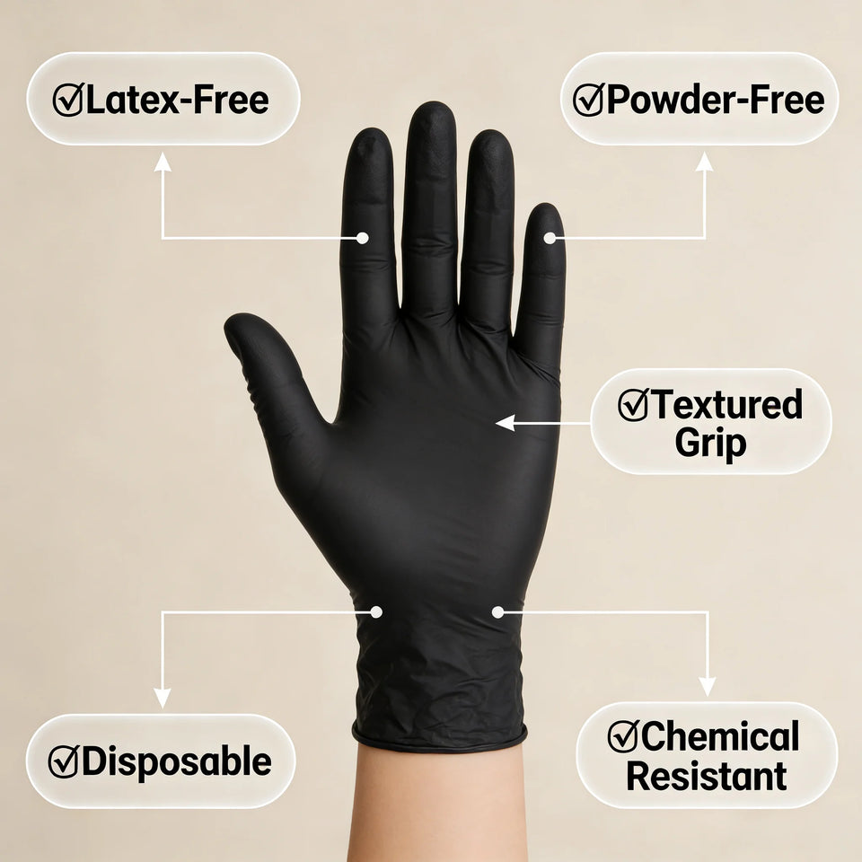 100 PCS Black Nitrile Gloves Thickened Disposable Gloves for Cleaning Hairdressing  Waterproof Dishwashing Tattoo Gloves