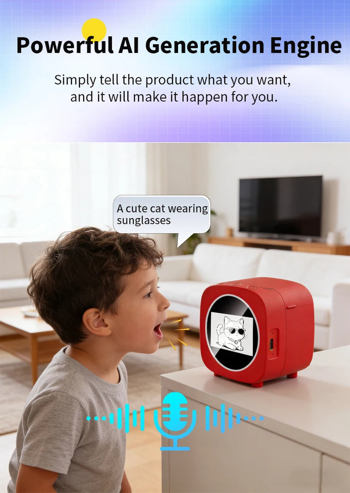 AI printer voice control AI generates images for instant printing of high-definition photos Thermal printer convenient printer