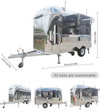 Customized Mobile Coffee Trailer and Pizza Food Truck Dual Business Stainless Steel Food Trailer Commercial Grade Package