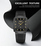 NIBOSI Mens Watches Top Brand Luxury Square Quartz Watch Men Slim Mesh Waterproof Sport Wristwatch Date Luminous Reloj Hombre
