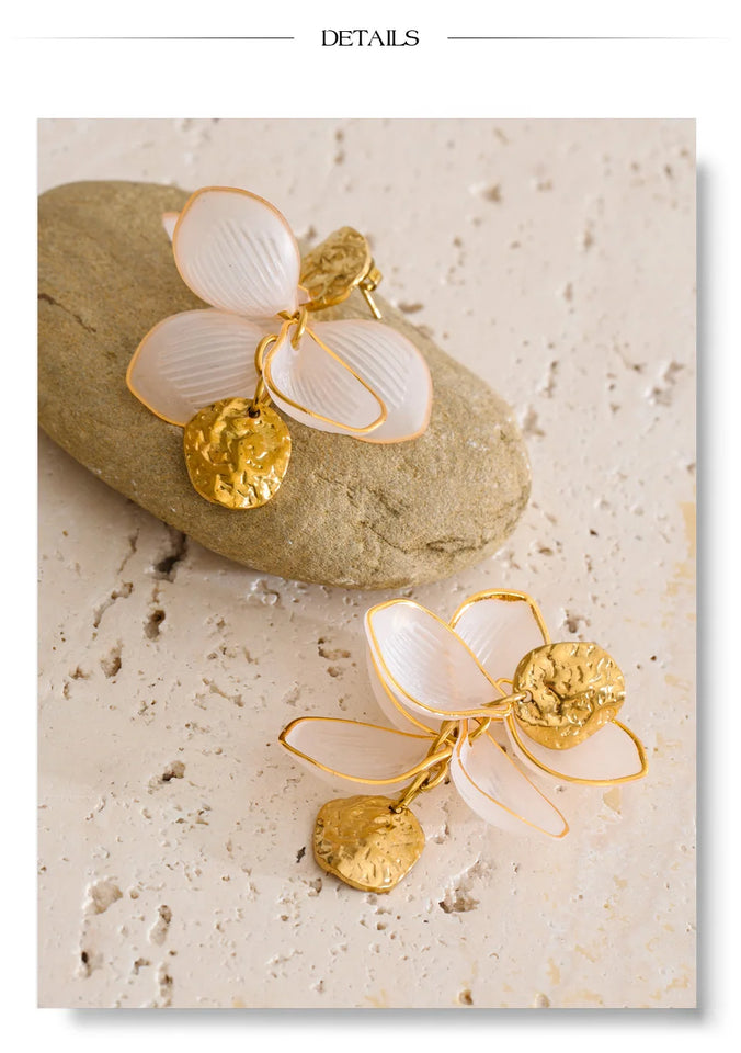 Yhpup Resin Acrylic Flower Petal Drop Earrings 2026 Stainless Steel New Arrivals Popular Spring Summer Charming Handmade Jewelry