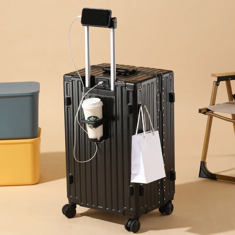 Large Capacity Suitcase 28" 32" Thickened Luggage USB Phone Stand Aluminum Frame Password Trolley Case Travel Wheeled Suitcases