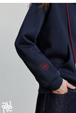 TOYOUTH Women Hoodies Sweatshirt 2025 Autumn New Contrasting Color Embroidery Splicing Hooded Pullover Tops