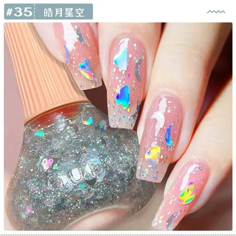 New Oily Gel Nail Polish Glitter Sparking Autumn Winter Milk Coffee Color Varnish No Bake Quick Dry Nail Art Salon Nail Polish