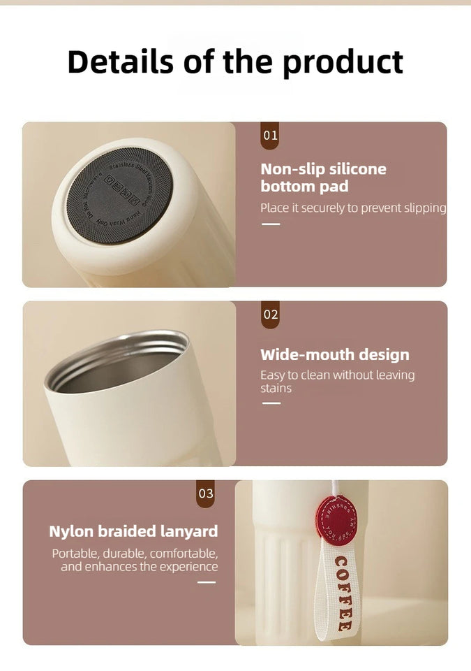Smart Temp Display Stainless Steel Tumbler Thermal Mug Vacuum Insulated Coffee Cup Travel Thermos Cups Hot Water Bottle for Tea