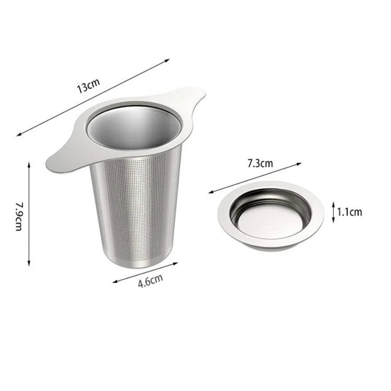 Tea Infuser Basket with Dual Handle Fine Mesh Stainless Steel Cup Loose Leaf Tea Funnel Strainer Tearoom Supplies