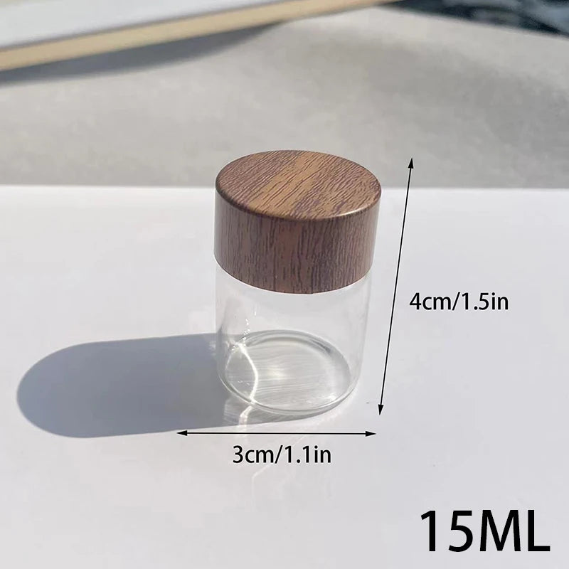 Coffee Bean Glass Tube With Wood Tool Bottled Tubes Grain Storage Wooden Sealed Airtight Canisters